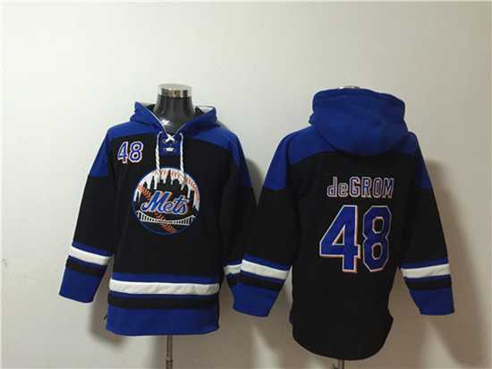 New York Mets #48 Jacob deGrom Black Blue Ageless Must-Have Lace-Up Pullover Hoodie,We sell and wholesale New York Mets #48 Jacob deGrom Black Blue Ageless Must-Have Lace-Up Pullover Hoodie on line form chian!